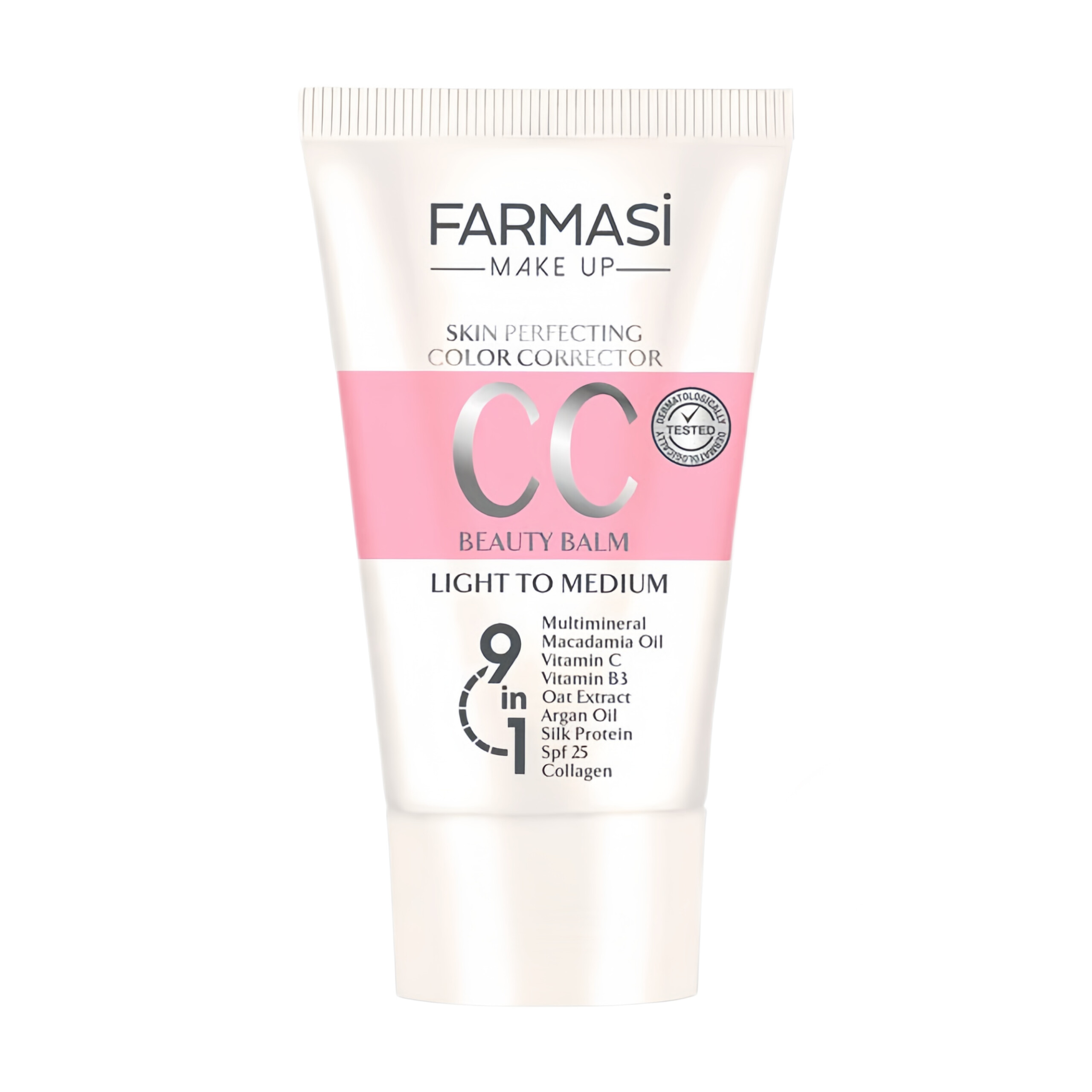 سی‌سی کرم فارماسی اورجینال | پوشش طبیعی، ضدآفتاب SPF 25 و آبرسانی ۹ کاره با روغن آرگان و کلاژن